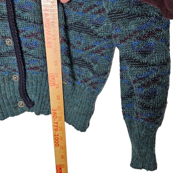Geiger Womens Austrian Knit Cardigan Sweater 40‎ M Blue Green Wool Button Front - Picture 7 of 10